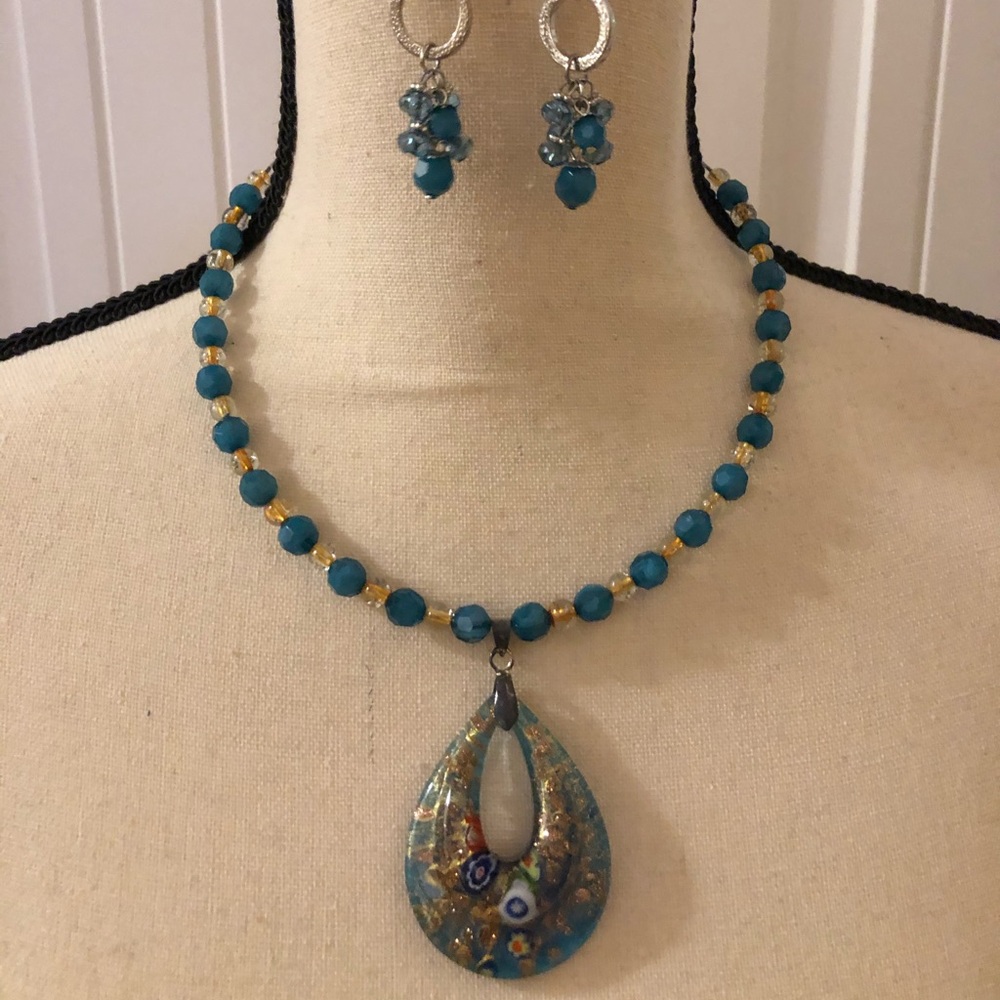 Glasshouse custom made necklace and earring set